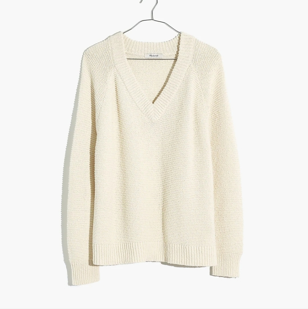 MADEWELL Arden V-Neck Crop Pullover Sweater Size Small